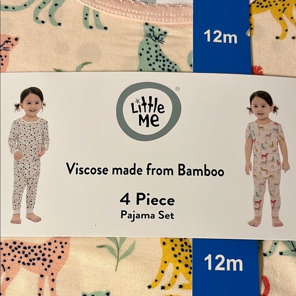 Little Me Cream Pajama Set with Colorful Animal Prints - Picture 2 of 4